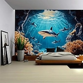 cheap Ocean Beach Tapestry-Landscape Ocean Undersea Hanging Tapestry Wall Art Large Tapestry Mural Decor Photograph Backdrop Blanket Curtain Home Bedroom Living Room Decoration