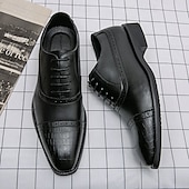 お買い得  フォーマル-プロフェッショナルやビジネスの場に適した、ブローグのディテールが施されたエレガントなブラウンのフェイクレザードレスシューズ