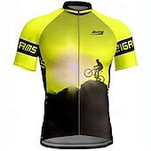 cheap Men&#039;s Jerseys-Men&#039;s Cycling Jersey Short Sleeve Bike Tee Tshirt Jersey with 3 Rear Pockets Mountain Bike MTB Breathable Quick Dry Anatomic Design Wicking Wine Red Yellow Red Sports Clothing Apparel