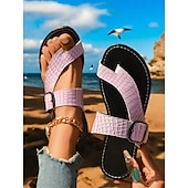 levne Sandály na dovolenou-dámské trendy zelené croc – sandály s reliéfem – dvojité – páskové, tanga – obuv ve stylu dámských plážových výletů, letních procházek a příležitostných setkání