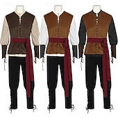 levne oblečení-Retro Středověké Renesanční Cosplay kostým Úbory Semišová vesta Pirát Rytíř Šňůrky Maškarní kostým Pánské Pirát předvečer Všech svatých Karneval Plesová maškaráda Karneval LARP Ren Faire Dospělé
