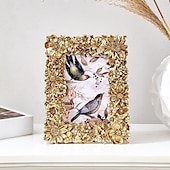 abordables Cadres photo-cadre photo décoratif floral 3D doré, cadre ovale de 5,7 pouces &amp;Cadre rectangulaire 4x6 pouces, cadre photo de table en résine, affichage horizontal et vertical pour la décoration intérieure et les