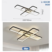 お買い得  シーリングライト調光可能タイプ-モダンな天井ライト 23.6 インチ 96 ワット 35.8 インチ 124 ワット LED 無限調光 リモコン付き 4 リング ブラック 埋め込み式天井照明器具 低天井の寝室、リビングルーム、ダイニングルームに最適