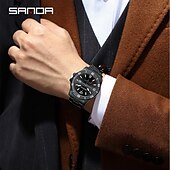 cheap Quartz Watches-SANDA 3265 Men&#039;s Quartz Watch Simple and Fashionable Large Dial Night Light Waterproof Band Calendar Wristwatch