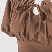 preiswerte Kleid-Retro Vintage Mittelalterlich Renaissance Kleid Zubehörset Ren Faire Wikinger Elfen Damen Halloween Karneval Maskerade LARP Erwachsene Kleid Weitere Accessoires Ohrringe