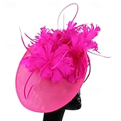 baratos Capacete de Casamento-Peça para Cabeça Sinamay Casamento Festa de Noite Elegante Casamento Com Penas Capacete Chapéu
