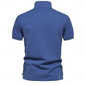 baratos Polo Elite Masculino-Homens Pólo Polo de malha Formal Trabalho Aberto para a Lateral Manga Curta Floral Botões Estampado Primavera Azul denim Branco Azul Marinha Verde cáqui Azul Claro Pólo