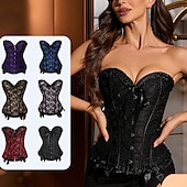 economico corsetto-Rococò Completo Mascherata Corsetto Overbust Cosplay Controllo della Pancia Push-Up Jacquard Jacquard Costume Per donna Reale Mascherata Feste Carnevale di Venezia Adulti Corsetto