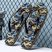 cheap Vacation Sandals-Men&#039;s Camouflage Flip-Flops with Durable Rubber Sole - Perfect for Outdoor and Beach Activities