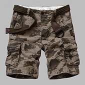 baratos Clássico-Homens Bermuda Cargo Shorts camuflados Shorts de verão Botões Bolso multi Bolso com aba Tecido Côr Camuflagem camuflagem Conforto Vestível Comprimento do joelho Ao ar livre Esporte Diário Moda Casual