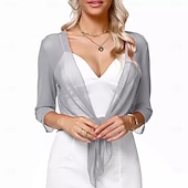 voordelige moeders wikkels-Damesomslag Elegant 3/4 mouw Chiffon Bruiloftsomslagen Met Pure Kleur Voor Feest Lente zomer