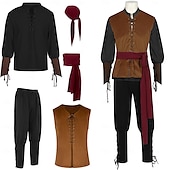 levne oblečení-Retro Středověké Renesanční Cosplay kostým Úbory Semišová vesta Pirát Rytíř Šňůrky Maškarní kostým Pánské Pirát předvečer Všech svatých Karneval Plesová maškaráda Karneval LARP Ren Faire Dospělé