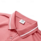 cheap Men&#039;s Classic Polo-Multi Packs 2pcs Men&#039;s Lapel Short Sleeves White+Pink Button Up Polos Golf Shirt Golf Polos Shirts Plain Vacation Daily Wear Polyester Summer