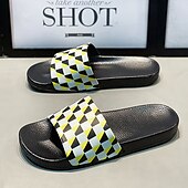 abordables Sandales décontractées-sandales à enfiler géométriques vibrantes pour hommes – chaussures d&#039;été décontractées pour la plage et la piscine
