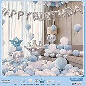 cheap Birthday Party Supplies-Birthday Party Scene Decoration Set - Multicolor Balloons with &#039;Happy Birthday&#039; Balloons Banner
