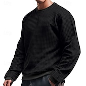 preiswerte Basic-T-Shirts-Herren T Shirt T-Shirt Langarmshirt Langarm Rundhalsausschnitt Sommer Frühling Einfach Mode Designer Basic Jacquard Urlaub Straße Ausgehen Schwarz Weiß Khaki Top T-Shirt für Herren