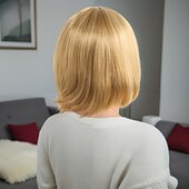 Недорогие Парик из искусственных волос без шапочки-основы-Парики из искусственных волос Волнистый Кудрявое плетение Ассиметричная стрижка Аккуратная челка Машинное плетение Парик 12 дюймы A1 Искусственные волосы Жен. Классический Удобный Градиент цвета