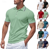 billige Klassisk poloskjorte for menn-Herre Golf skjorte Piké poloskjorter Virksomhet Avslappet Ribbet polokrage Kortermet Mote Grunnleggende Helfarge Knapper Sommer Vår &amp; Vinter Normal Mørkegrå Sjø blå Svart Hvit Lysegrønn Rød Golf