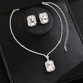 ieftine Seturi de Bijuterii-Seturi de bijuterii de mireasă 2 Diamante Artificiale 1 Colier Cercei Pentru femei Clasic Dulce Încântător Clasic Iubire Prețios Dreptunghi Set de bijuterii Pentru Nuntă Cadou Zilnic