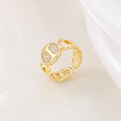 voordelige Geschenken-gepersonaliseerde letterring, cadeau voor moeder, 18k vergulde koperen ring, glad hartontwerp, verstelbare open band met zirkoon, stijlvolle en veelzijdige sieraden voor vrouwen