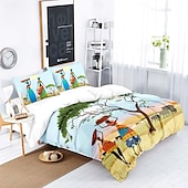 cheap Duvet Cover Sets-Three piece set of African primitive tribal character prints down duvet cover hotel bedroom guest room famous guest bed bedding comfortable set 1 down duvet cover 2 pillowcases king size bed s