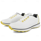 preiswerte Herren Golfschuhe-Herren Performance Golf Sneaker in Weiß mit roten Schnürsenkeln, atmungsaktive Mikrofaser, ideal für Amateurgolfer