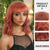 abordables Pelucas sintéticas de moda-Pelucas sintéticas Ondulado Tejido rizado Corte asimétrico Flequillo recto Hecho a Máquina Peluca 14 pulgadas A1 Pelo sintético Mujer Clásico Cómodo Gradiente de Color Naranja