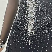 abordables Vestidos de Patinaje Artístico-Vestido de patinaje artístico Mujer Chica Patinaje Sobre Hielo Vestidos Negro Retazos Espalda Abierta Malla Alta elasticidad Entrenamiento Competición Ropa de Patinaje Clásico Cristal / Strass Manga