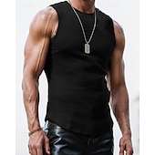 cheap Tank Tops-Men&#039;s Tank Top Vest Top Undershirt Sleeveless Shirt Sleeveless Crew Neck Summer Plain Fashion Designer Basic Classic Vacation Street Going out Black Light Grey Dark Gray Top Tee for Men