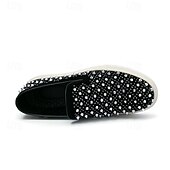 levne Pánské nazouváky a mokasíny-pánské černé slip-on boty s perleťovými detaily - elegantní společenské tenisky na svatby, taneční večírky a luxusní akce