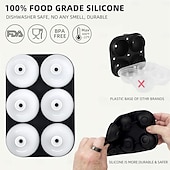 levne Pomůcky na led-Forma na whisky ledové koule - silikonový formiček o průměru 4,5 cm s individuálním víkem pro snadné plnění a vyjímání - 6 kulatých formiček na koktejly a bourbon