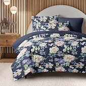 billiga 100% bomull-Blommor Duvet Set 100% Bomull Mjuk och Andningsbar Sängkläder Med Färgglada Blommor Lätt och Hållbar Täcke Bekväm för Alla Säsonger Lätt att Ta Hand Om