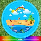 cheap Beach &amp; Outdoor Toys-68inch Outdoor Water Play Mat  Multi-Color Marine Life Design  Durable PVC Splash Pad with Sprinkler Features Non-Slip &amp; Inflatable  Ideal for Lawn and Garden Fun Water Toys