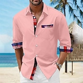 voordelige heren overhemd met knopen-Voor heren Overhemd Zomer overhemd Normaal shirt Strand hemd Overhemd met knopen Zwart Wit Rood blauw Grijs Korte mouw Gedrukt Revers Vakantie Hawaii Kleding Polyester Modieus Casual Comfortabel