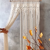 levne Záclony makrame a řetězce-Boho závěsy do dveří makramé římsa závěsné stěny domácké makramé tkané gobelíny dekorace závěsu s motýlem dělící stěna čelo postele svatební pozadí 35&quot; Š x 79&quot; D