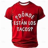 זול חולצות מצחיקות לגברים-&quot;¿Dónde Están Los Tacos?&quot; חולצת טי גברים מצחיקה - חולצת טי אדומה קצרה