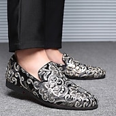 baratos Sapatilhas e Mocassins para Homem-mocassins masculinos bordados com flores roxas – sapatos de veludo elegantes para bailes de formatura e eventos formais