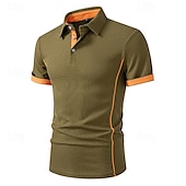 economico Polo classica da uomo-Per uomo Magliette Polo a Nido d&#039;Ape Maglia da golf Lavoro Casuale Bavero Manica Corta Essenziale Moderno Blocco di colori Patchwork Bottoni Estate Vestibilità regolare Nero Bianco Blu marino Verde
