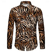 preiswerte Oberteile-Retro Vintage 1970er Hemd Aloha-Hemd Hippie Leopard Herren Maskerade Party Alltagskleidung Pride Parade Erwachsene Hemd