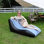 abordables Activité de Plein Air-Canapé-lit gonflable avec pompe intégrée - convertible à double usage, fauteuil inclinable épais et rembourré pour une utilisation intérieure/extérieure, capacité de poids de 330 lb, aucune