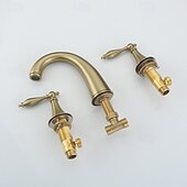 economico Rubinetti per lavandino bagno-Rubinetto per lavabo - Ampia diffusione Ottone Antico / Nichel spazzolato / Galvanizzato Rubinetto a tre fori Due maniglie tre foriBath Taps
