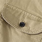 preiswerte Arbeitshemden für Herren-Herren Hemd Sommerhemd Freizeithemd Knopfhemd Cargohemd Dunkel Blau Kaki Armeegrün Langarm Einfach Hemdkragen Urlaub Hawaiianisch Tasche Bekleidung 100% Baumwolle Mode Lässig Bequem