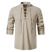 olcso Felsők-Középkori Reneszánsz 17. század Ing Kalóz Viking Egyszínű Jelmez Férfi Mindszentek napja Farsang Alkalmi / Napi Reneszánsz Vásár LARP Felnőttek Ing Tavaszi nyár