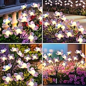 abordables Éclairage paysager-Lot de 2 lampes solaires d&#039;extérieur en forme de fleur, luminaire décoratif d&#039;intérieur, idéal pour un jardin, une pelouse, une cour, une allée ou un camping
