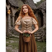 cheap Corsets-Pirate Viking Retro Vintage Medieval Renaissance Suede Vest Women&#039;s Costume Vintage Cosplay LARP Top Halloween
