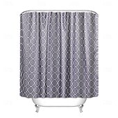 economico Tende doccia-Tende da doccia per bagno tenda da doccia in poliestere con motivo a strisce in tessuto waffle e occhielli in metallo e ganci in plastica 180cm*180cm (70&quot;*70&quot;)