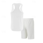 abordables Conjuntos de camisetas de hombre-Hombre Tanque Chaleco Trajes de camiseta Trajes de 2 piezas Sin Mangas Cuello Barco Verano Plano Moda Casual 2 Piezas Vacaciones Ropa Cotidiana Noche Blanco Vino Verde Oscuro Camiseta superior para
