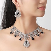 abordables Parures de Bijoux-un parure de bijoux de mariée 1 ensemble Strass Alliage Boucles d&#039;oreilles Collier Femmes Élégant Punk Luxe Parure de Bijoux Pour Mariage Soirée Occasion Spéciale