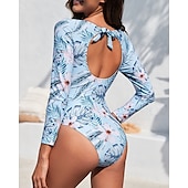 abordables Lycra de surf-Maillot de bain rashguard femme protection solaire UV UPF50+ respirant manches longues maillot de bain maillot de bain 2 pièces natation surf plage sports nautiques floral printemps été automne