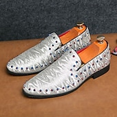 preiswerte Herrenpantoletten &amp; -slipper-Herren-Loafer aus weißem strukturiertem Satin mit bunten Nieten – modische Ballschuhe für Abschlussfeiern und besondere Anlässe